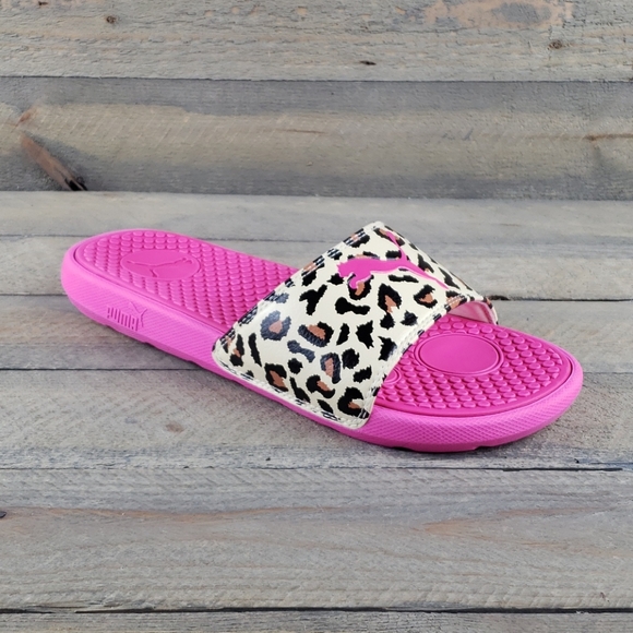 Puma Cool Cat Sport Pink Cheetah Slides NEW - Picture 2 of 8
